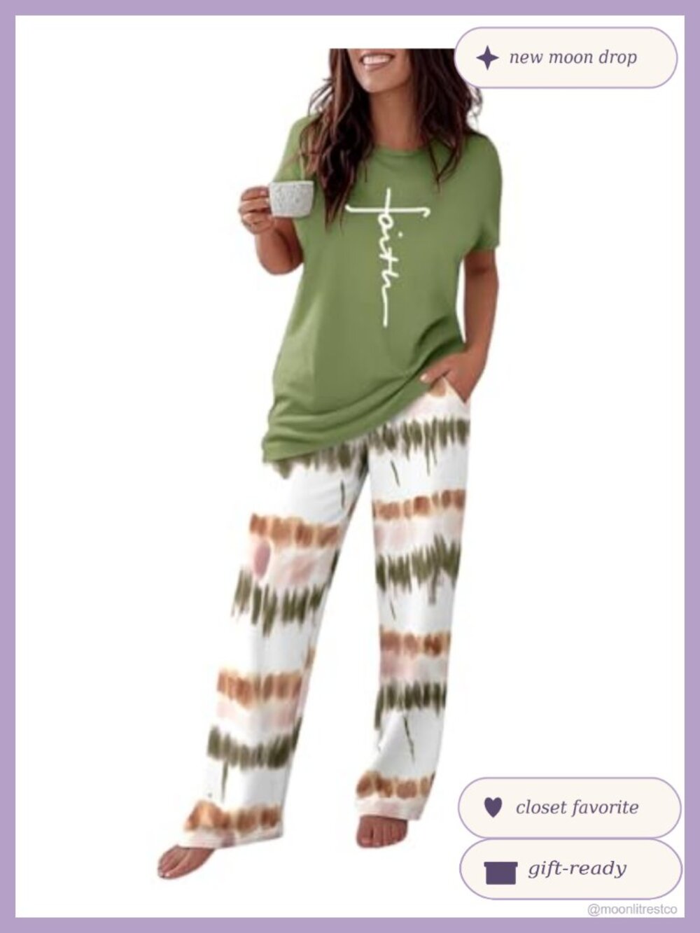Women's 2-Piece Pajama Set Short Sleeve Wide Leg Lounge PJ Set